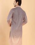 Green ombre kurta with pink embroidery
