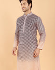 Green ombre kurta with pink embroidery