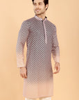 Green ombre kurta with pink embroidery