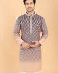 Green ombre kurta with pink embroidery