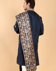 Navy-Blue Kurta Set with Butti Motifs