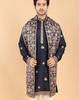 Navy-Blue Kurta Set with Butti Motifs