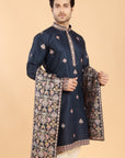 Navy-Blue Kurta Set with Butti Motifs