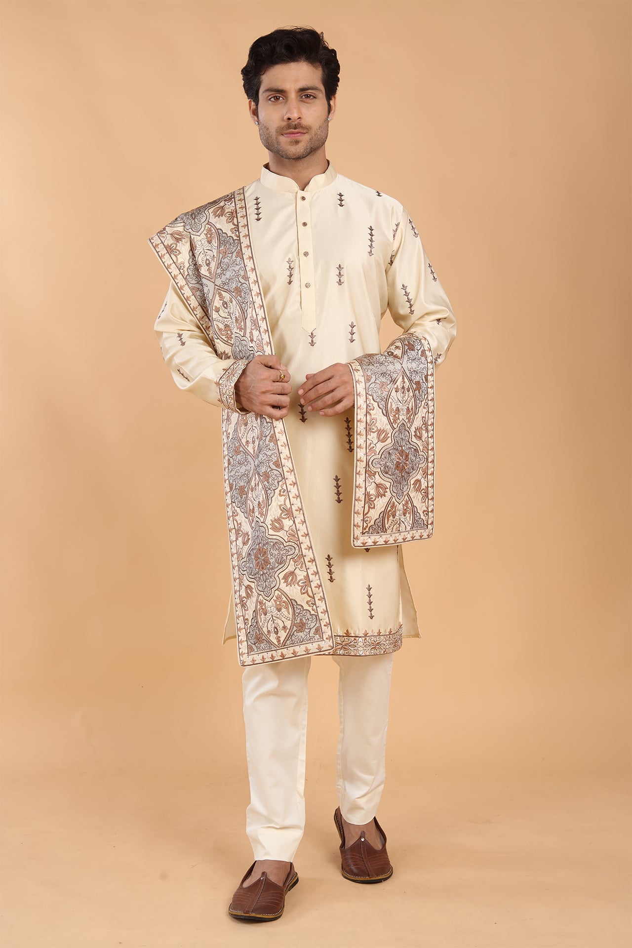 Fawn Kurta with Dupatta