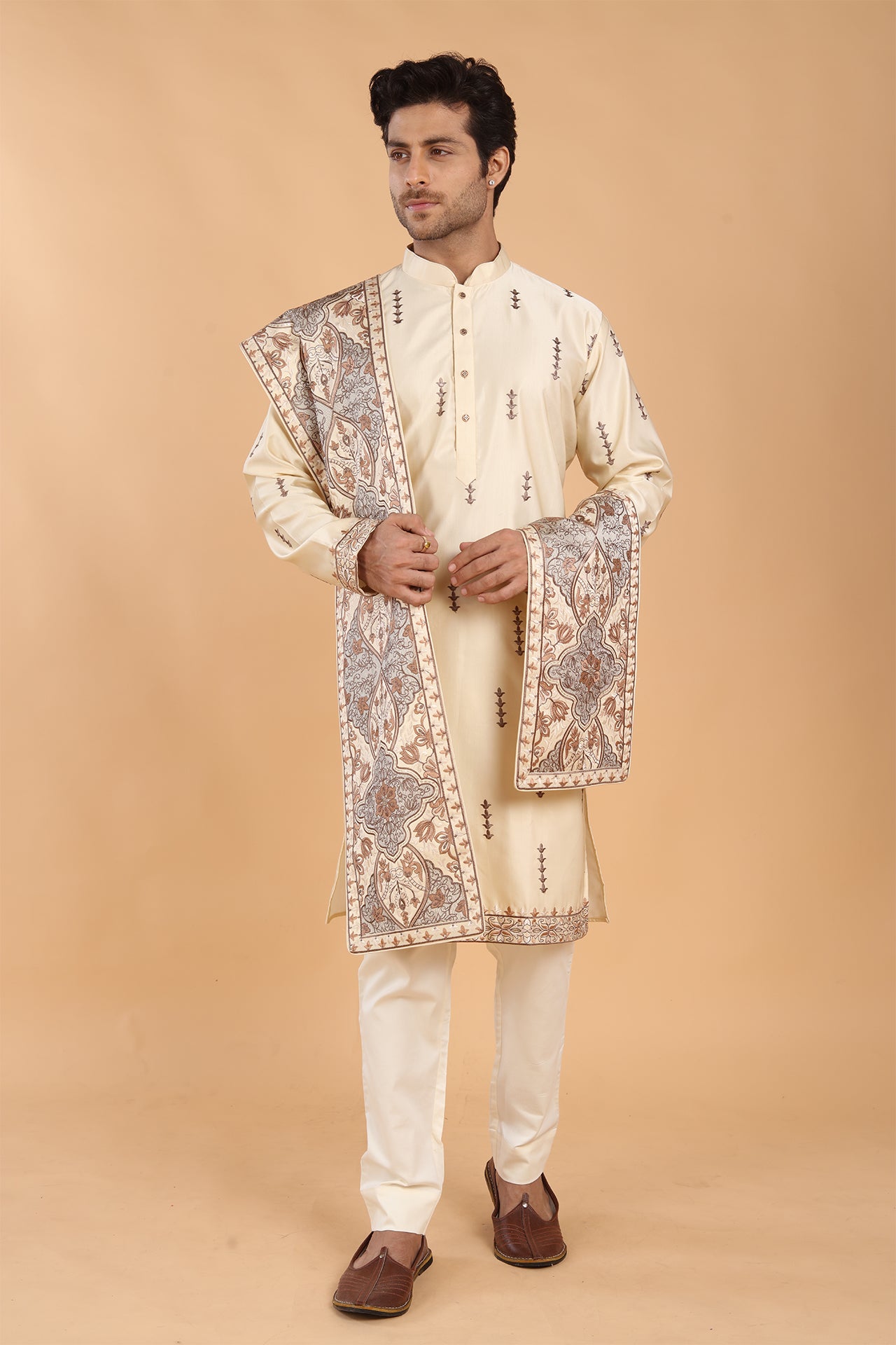 Fawn Kurta with Dupatta