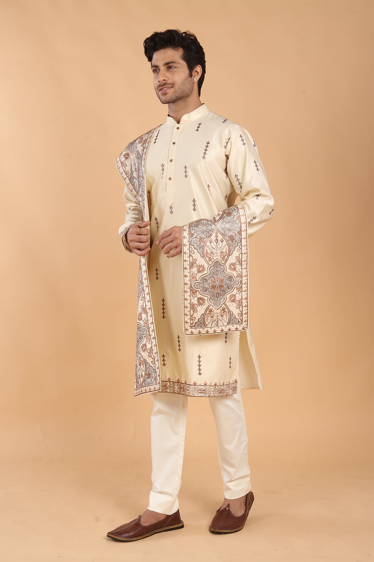 Fawn Kurta with Dupatta