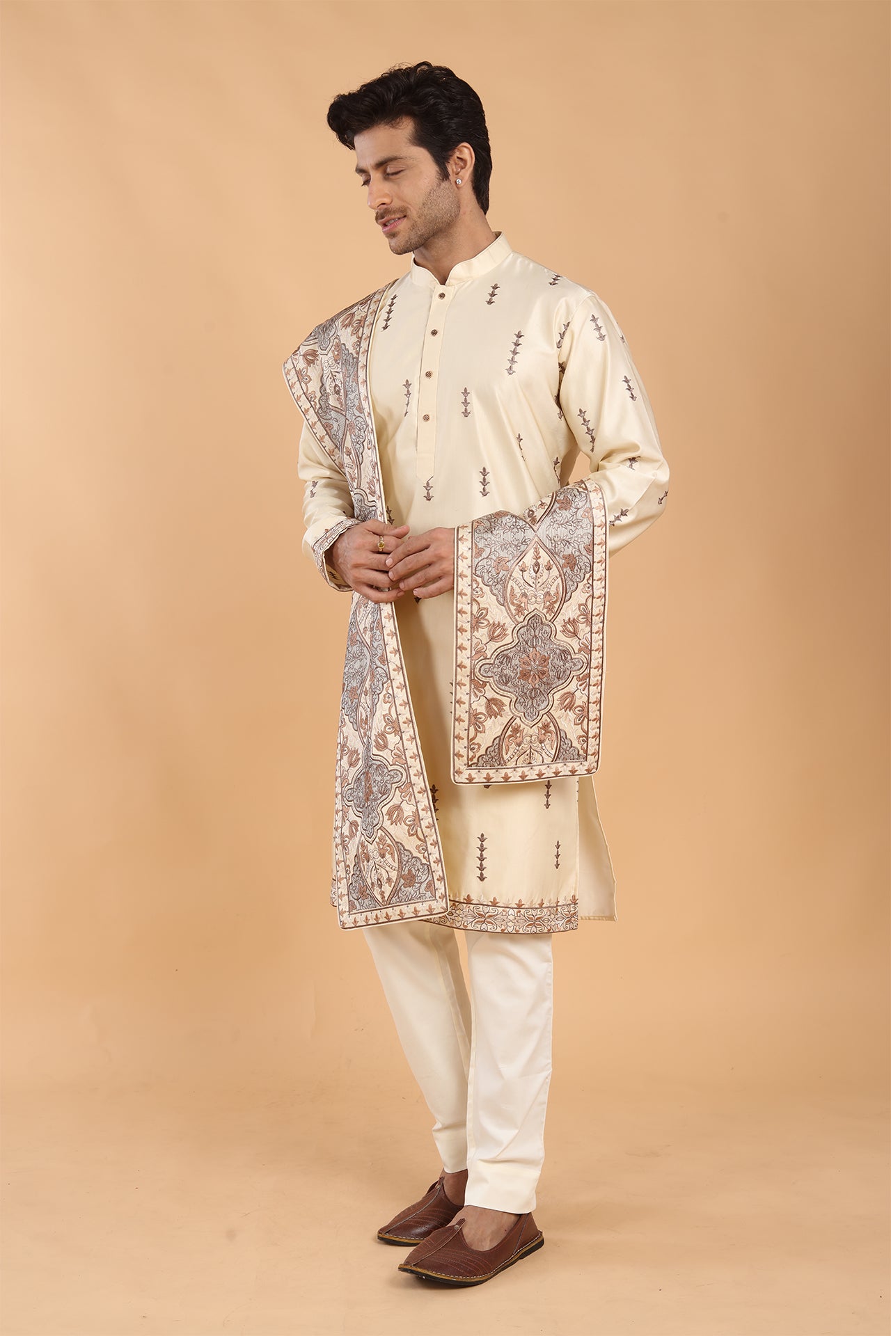 Fawn Kurta with Dupatta