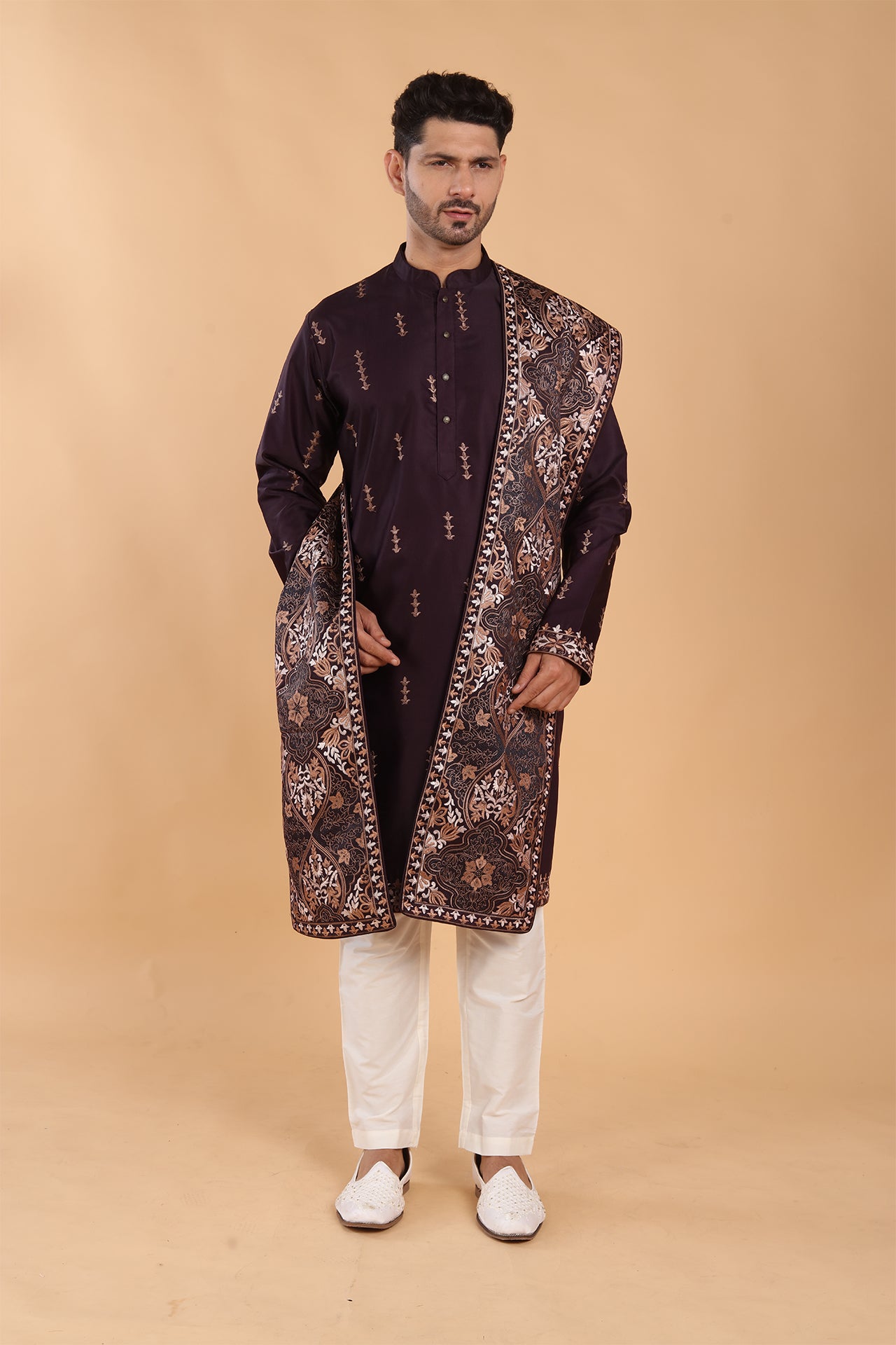 Deep Wine Kurta with Dupatta