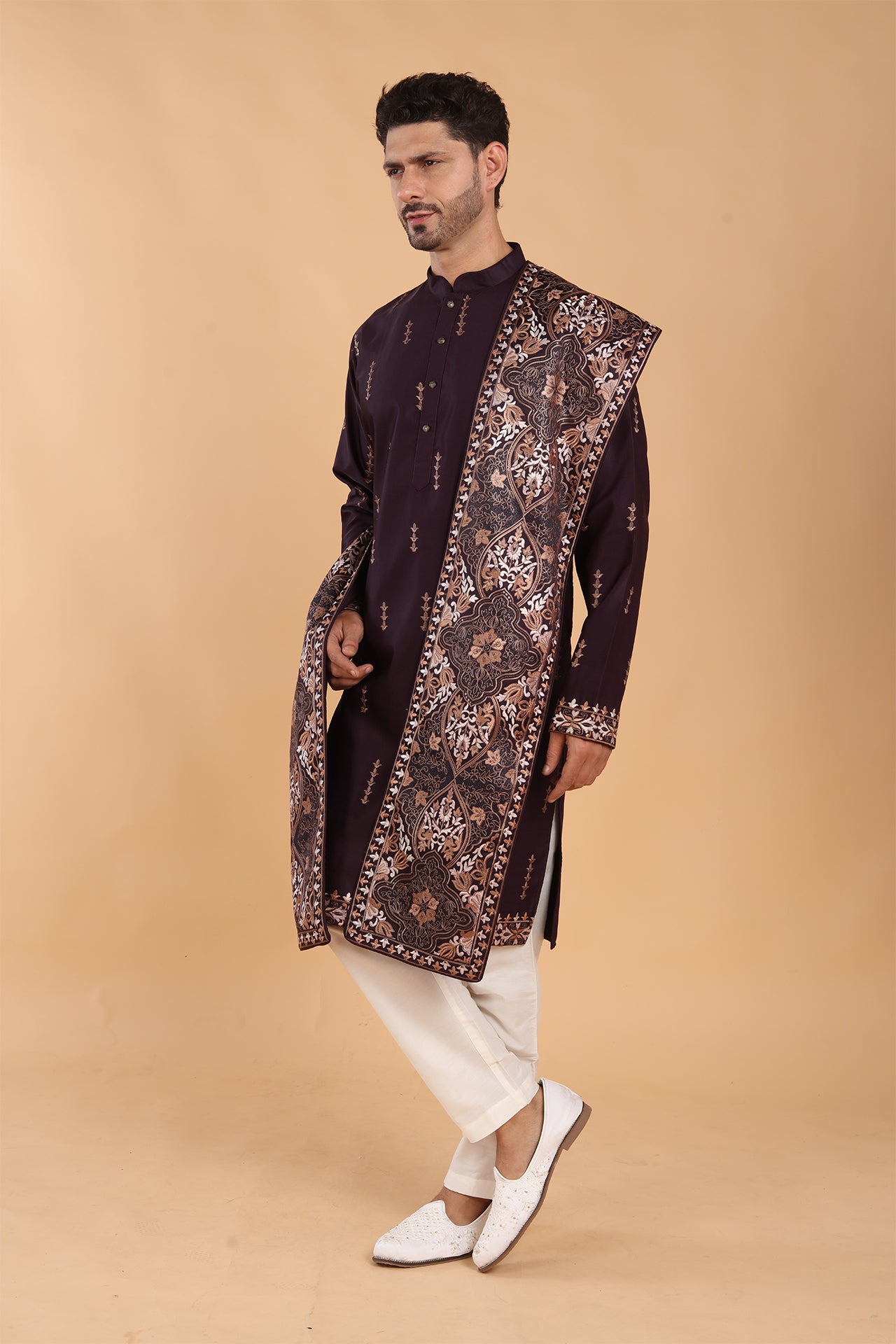 Deep Wine Kurta with Dupatta