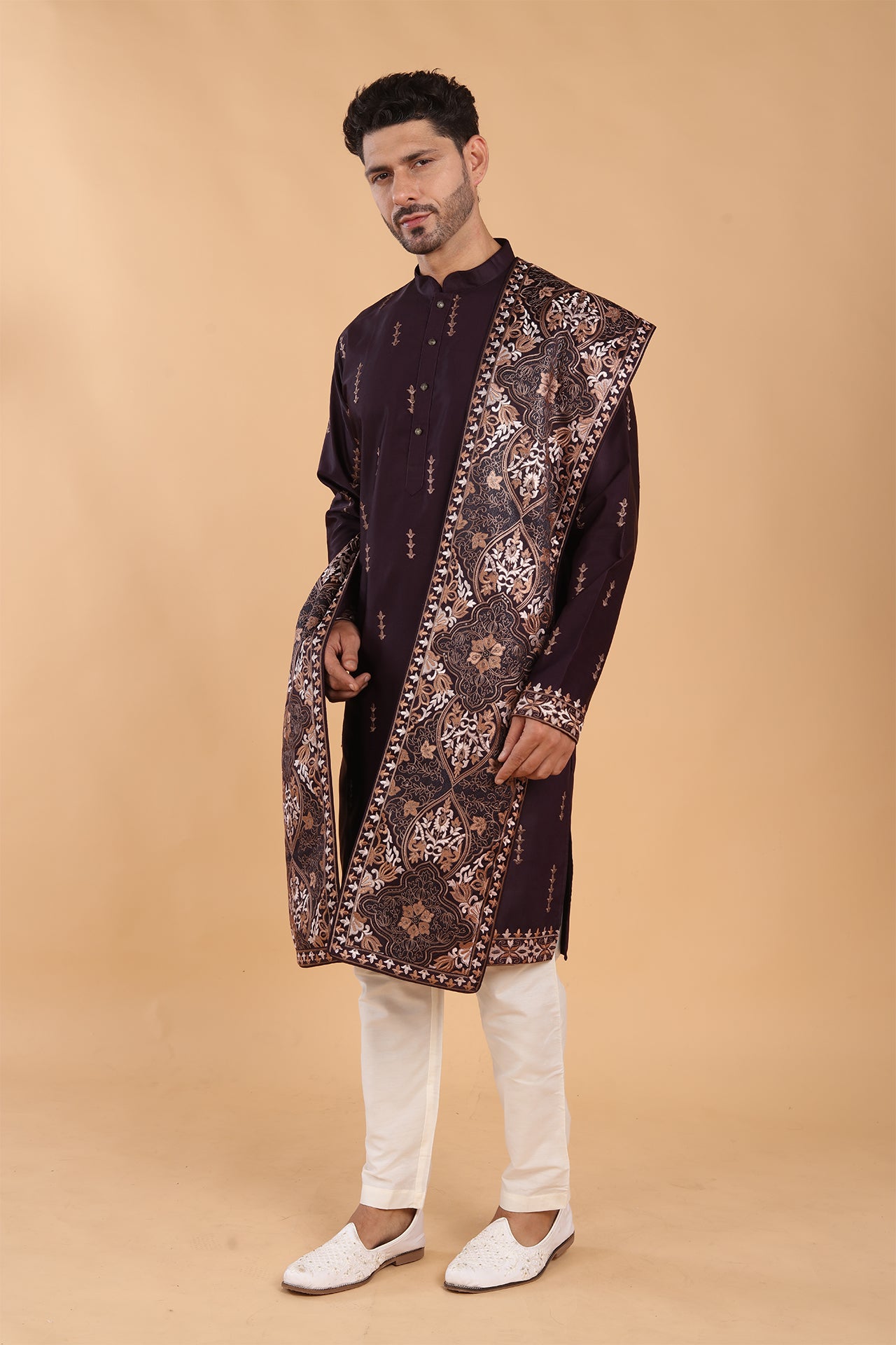 Deep Wine Kurta with Dupatta