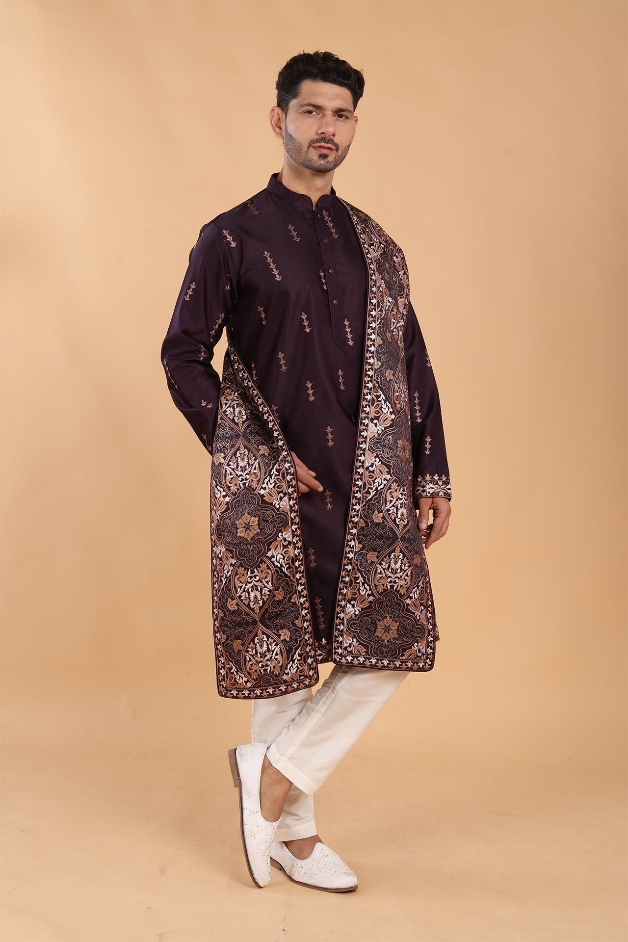 Deep Wine Kurta with Dupatta