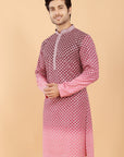 Maroon ombre kurta with pink embroidery