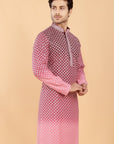 Maroon ombre kurta with pink embroidery