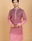 Maroon ombre kurta with pink embroidery