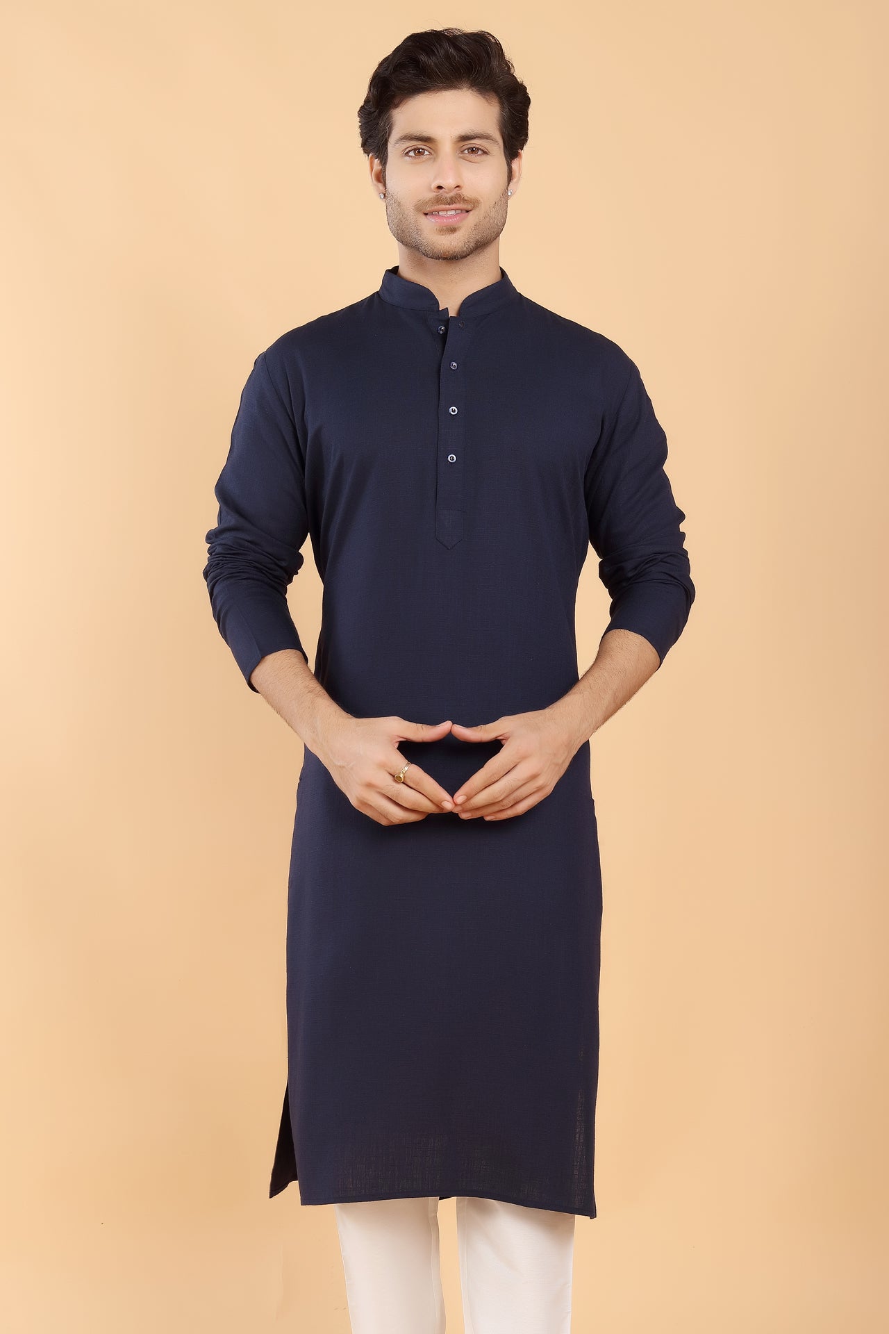 Navy Linen Kurta