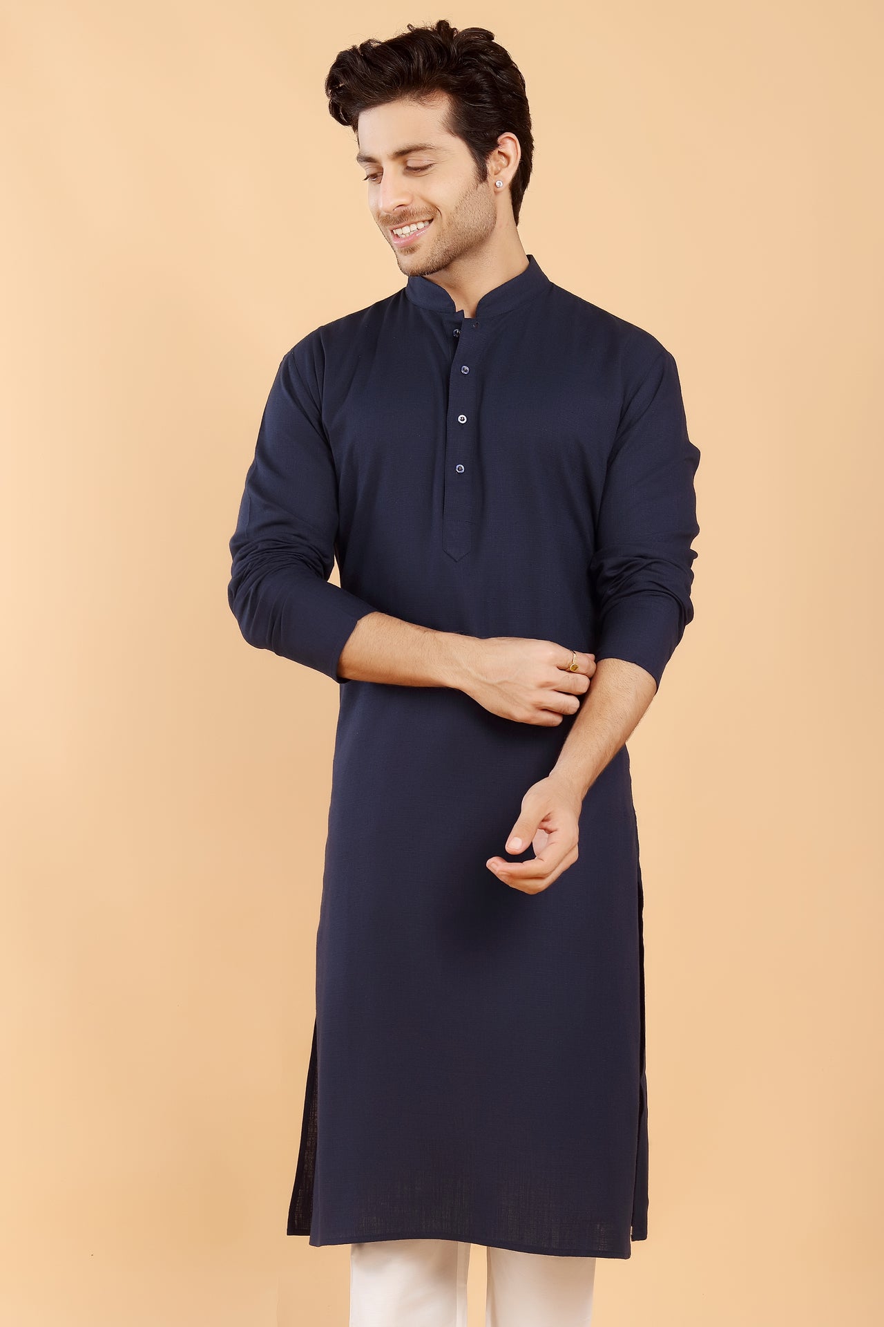 Navy Linen Kurta