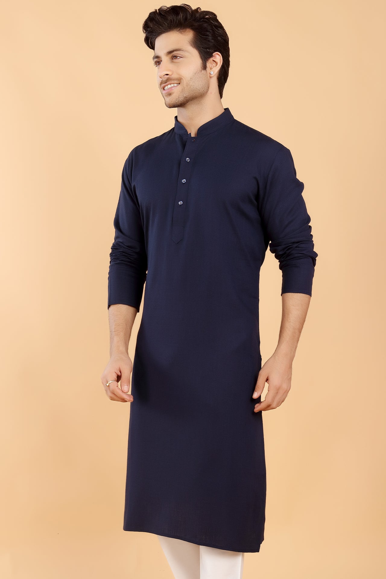 Navy Linen Kurta