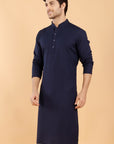Navy Linen Kurta