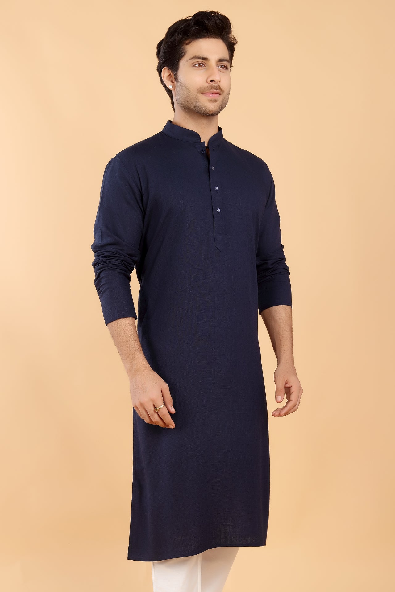 Navy Linen Kurta