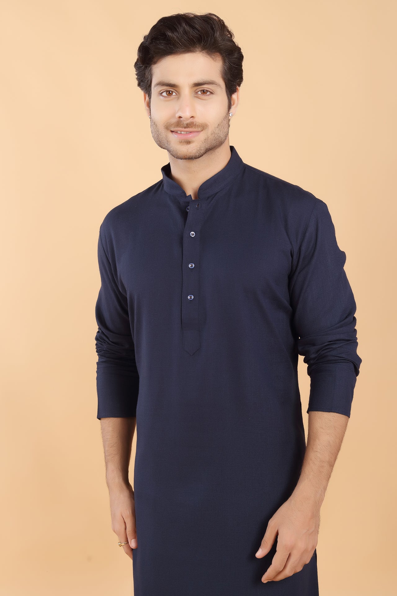 Navy Linen Kurta