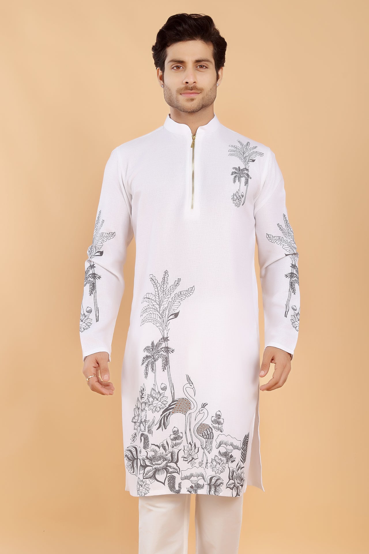 Monochrome Meadow Kurta