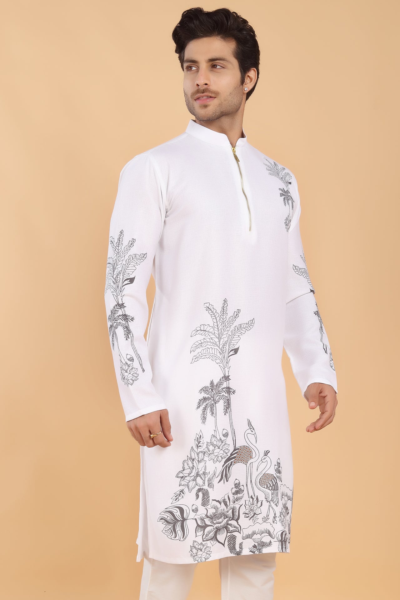 Monochrome Meadow Kurta