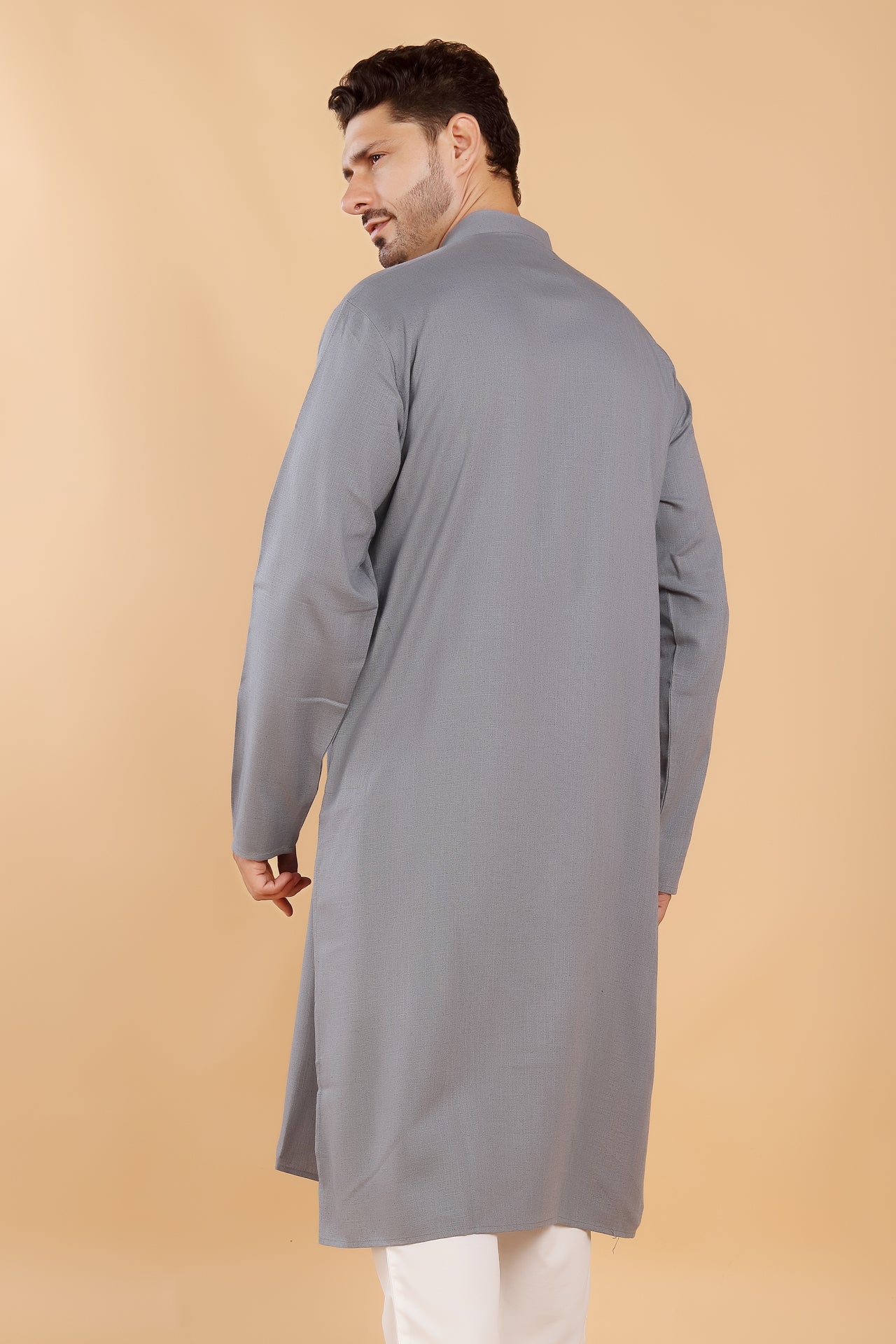 Grey Linen Kurta