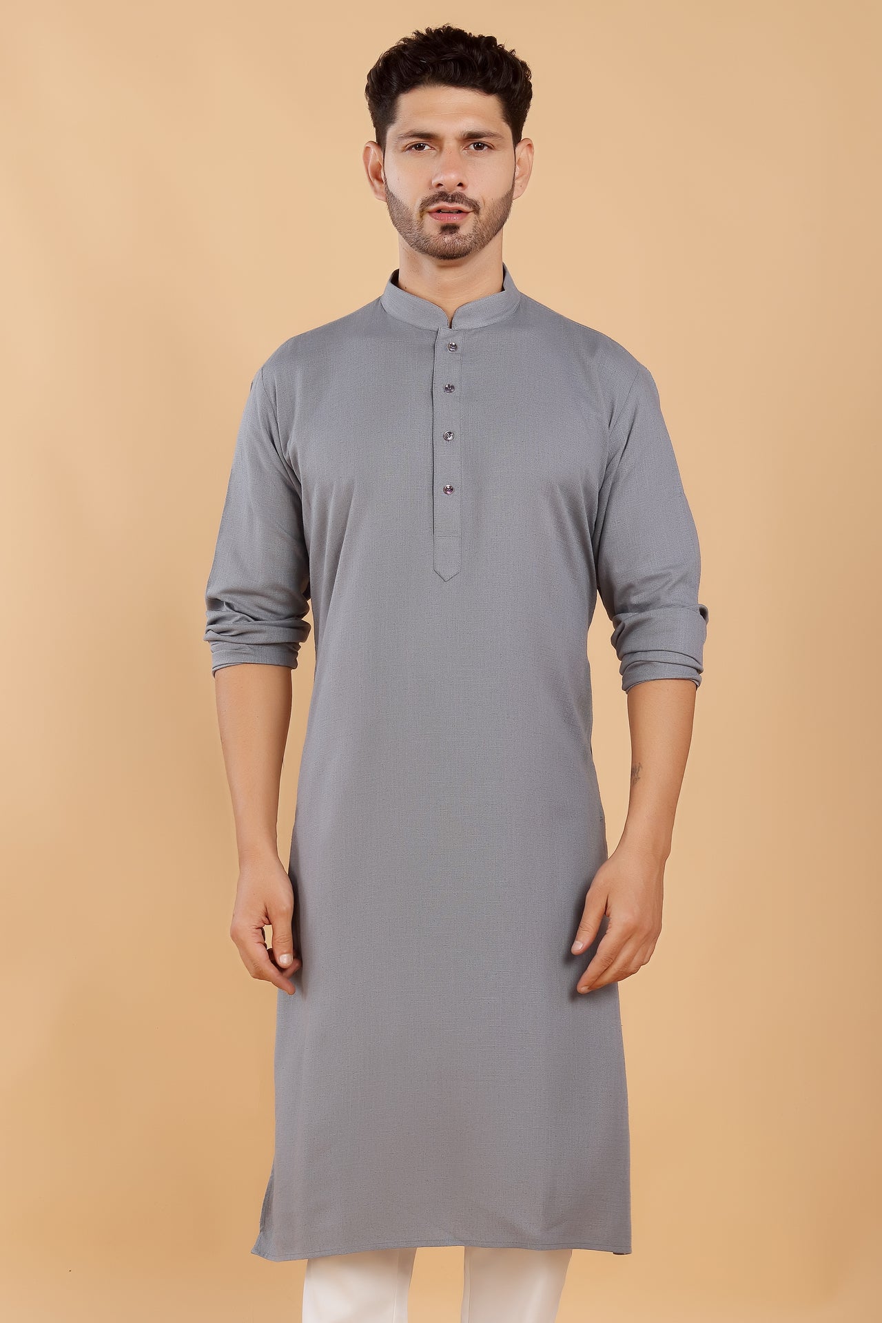Grey Linen Kurta
