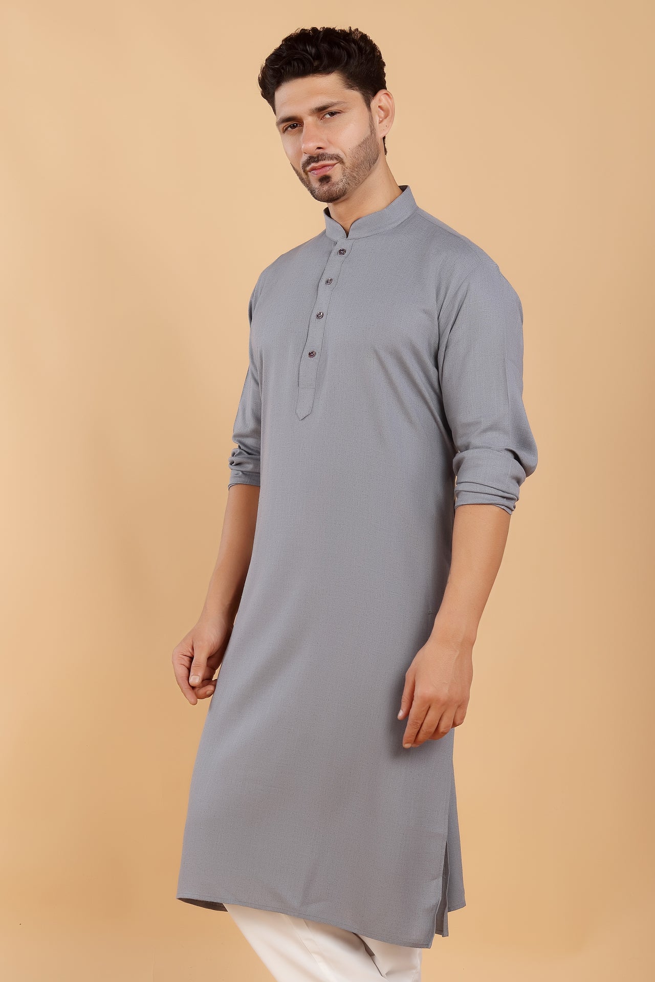 Grey Linen Kurta