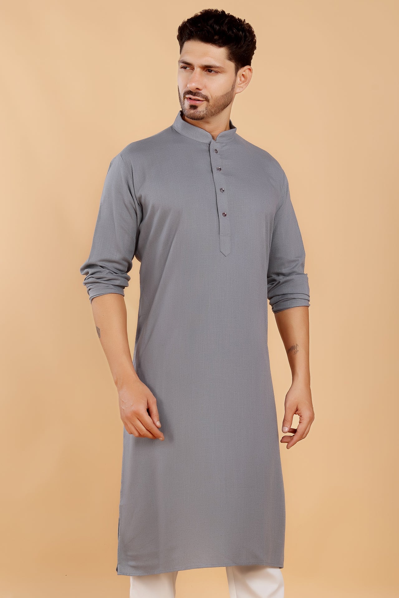 Grey Linen Kurta