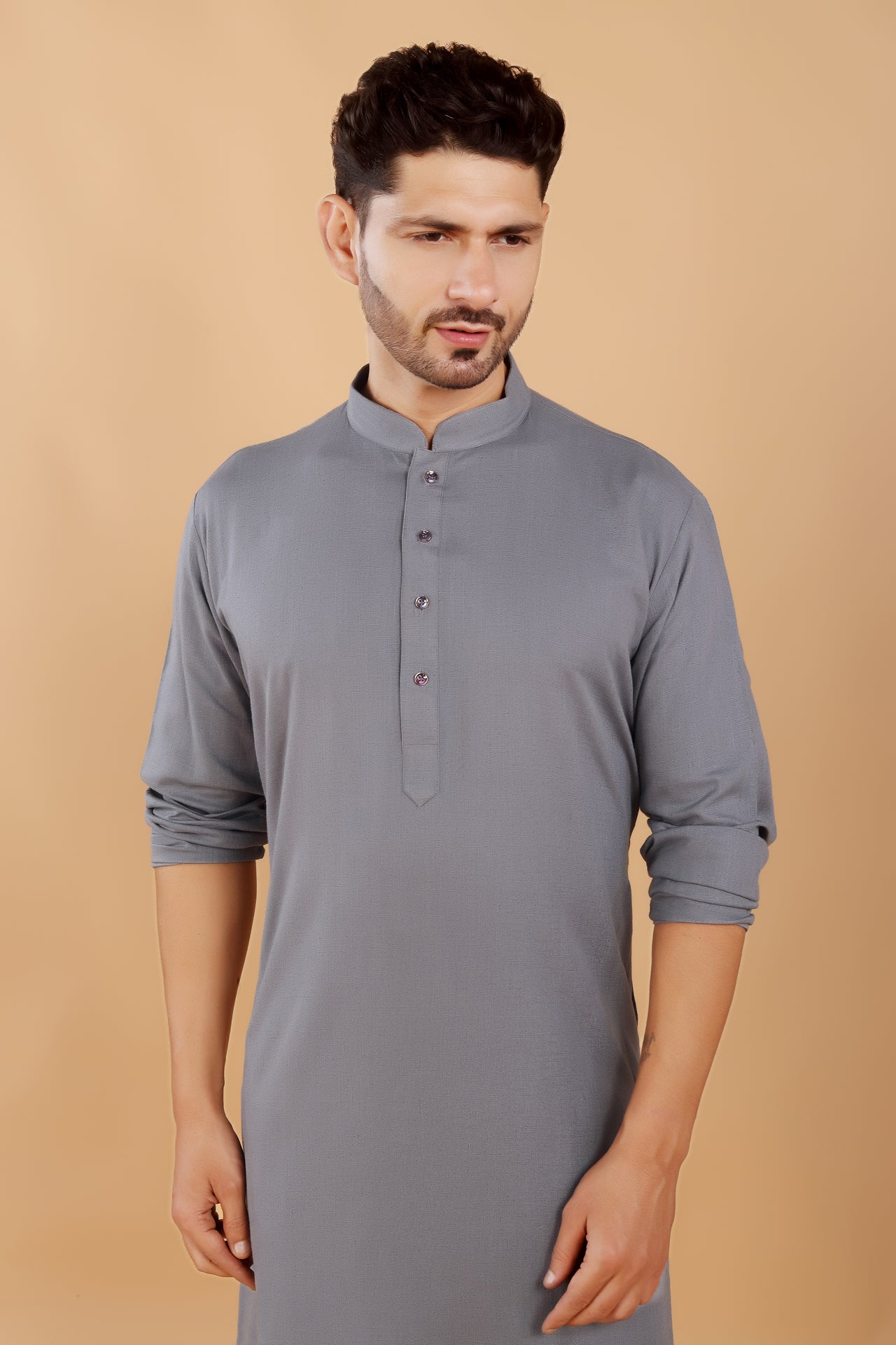 Grey Linen Kurta