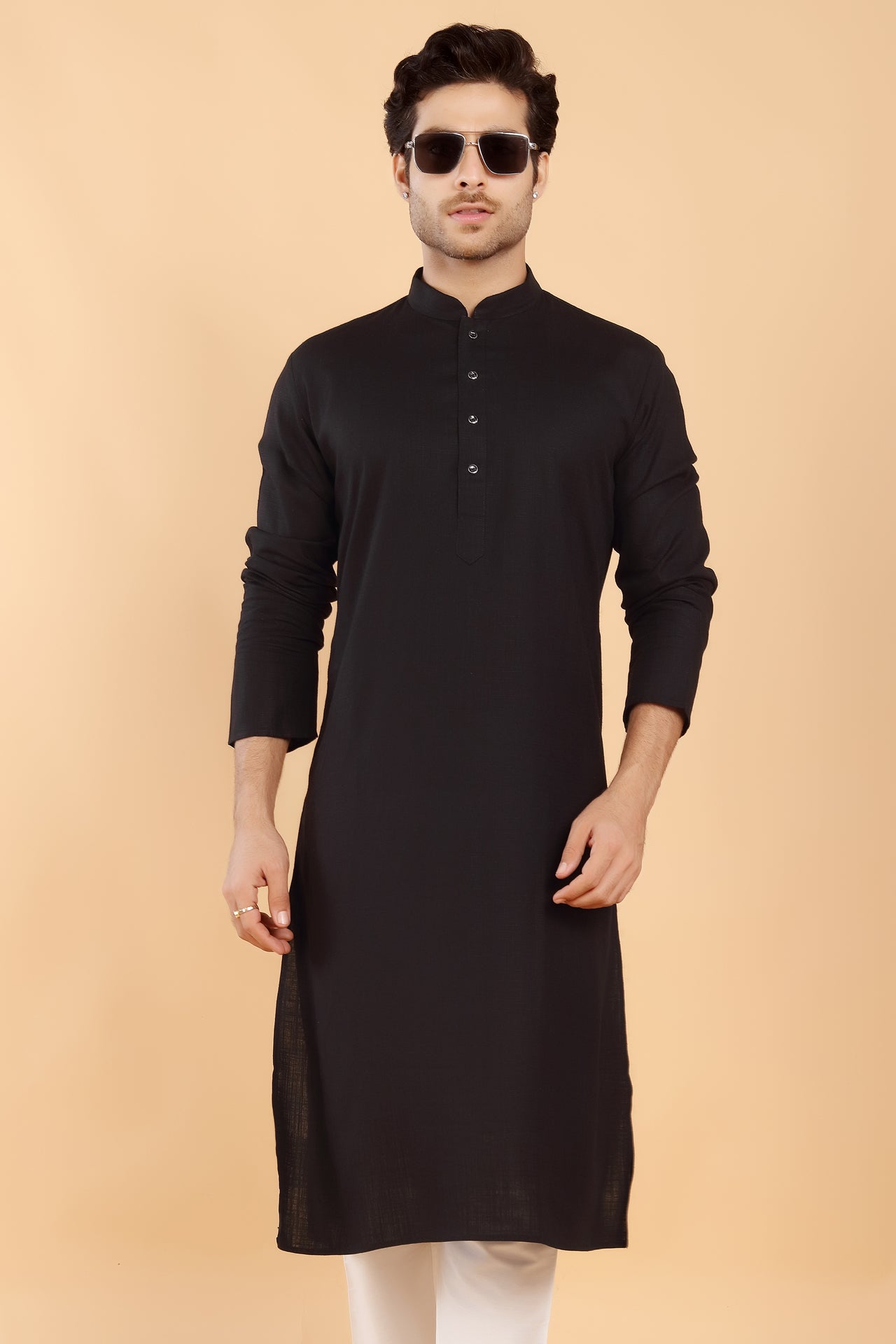 Black Linen Kurta