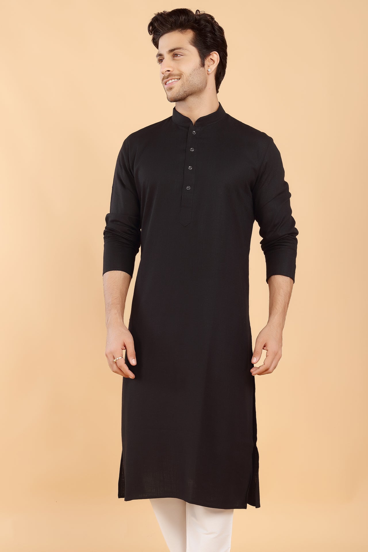 Black Linen Kurta