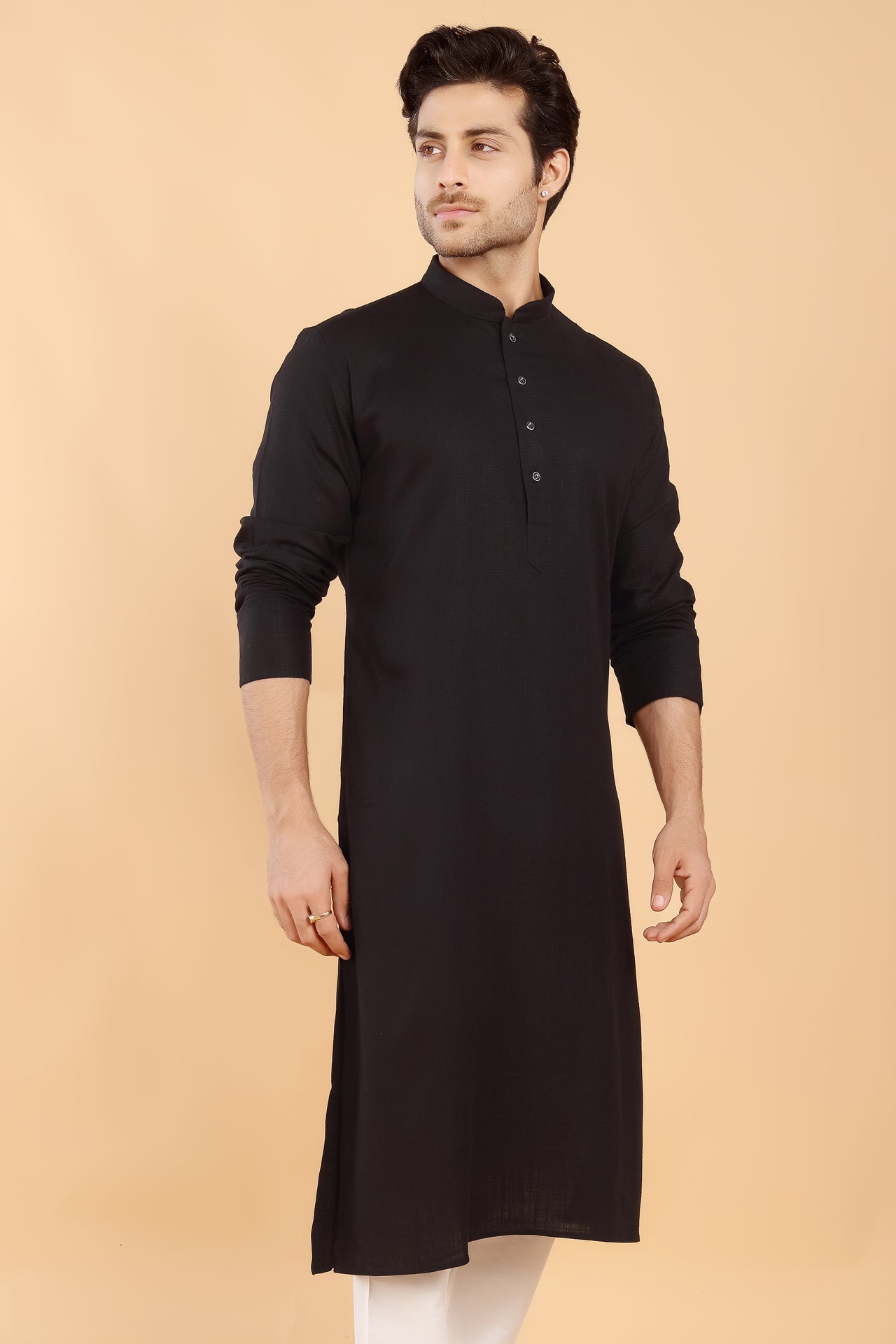 Black Linen Kurta
