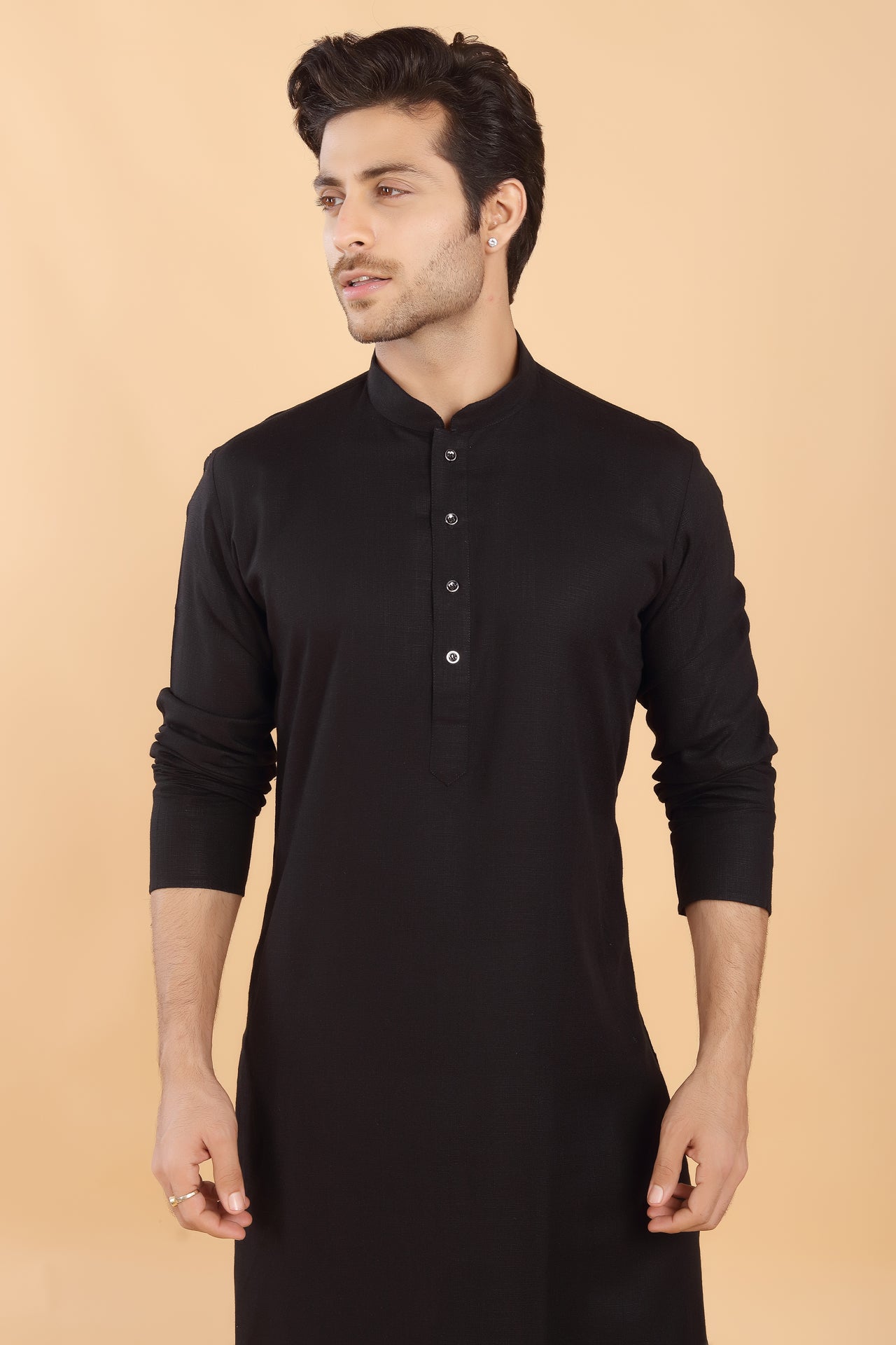 Black Linen Kurta