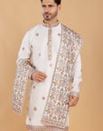 Ivory Kurta Set with Butti Motifs