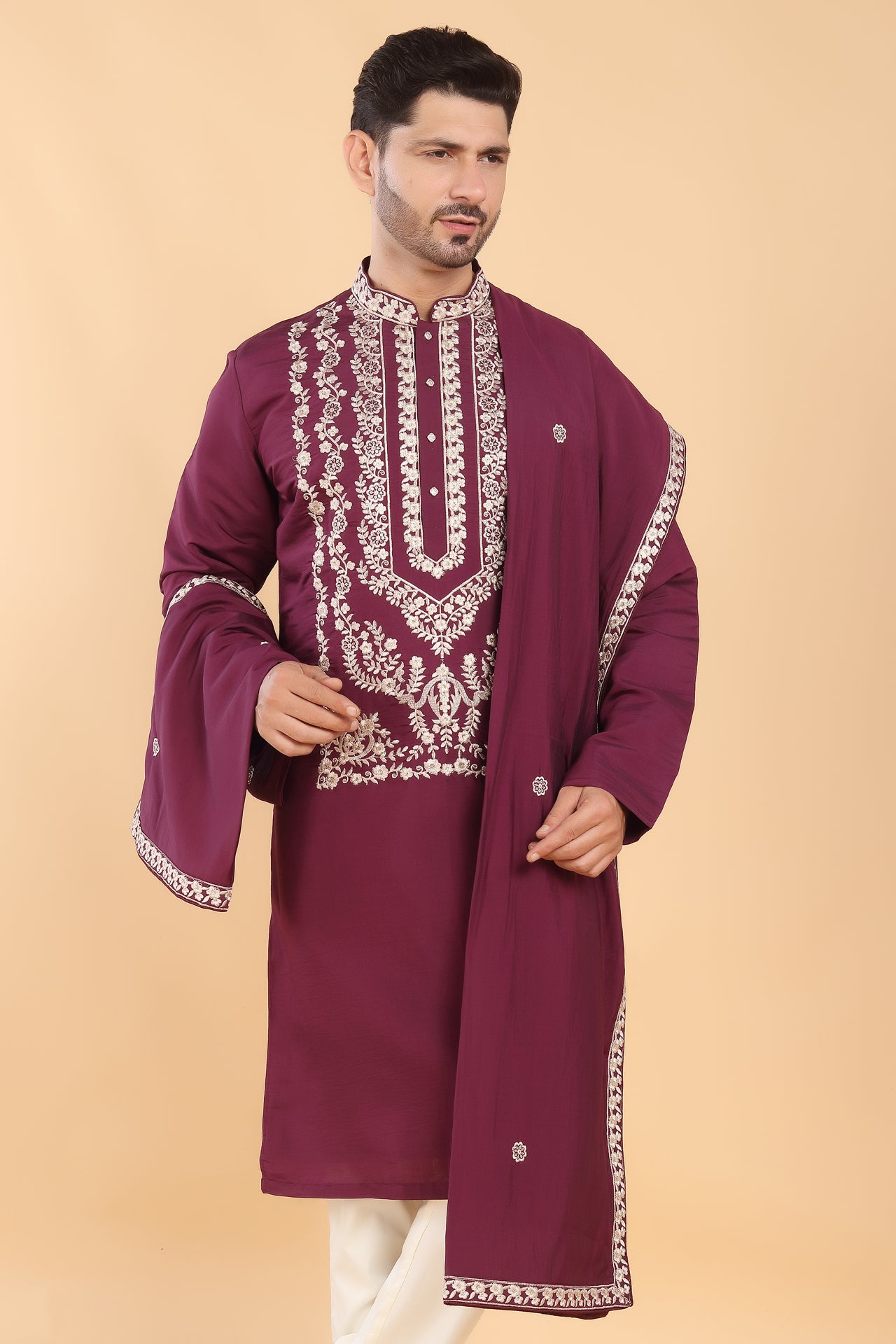 Deep Maroon Embroidered Kurta