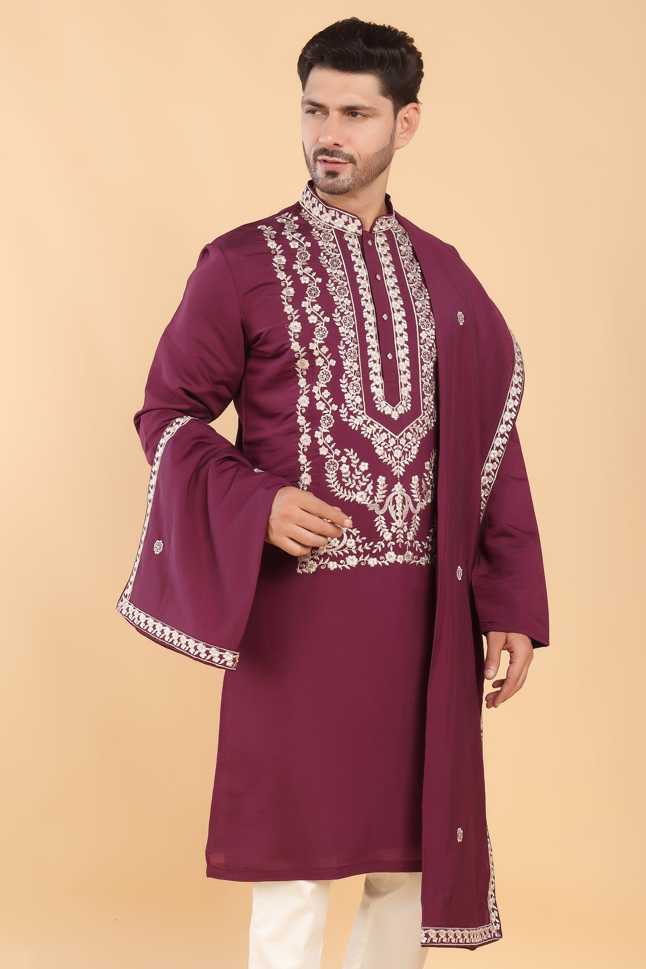 Deep Maroon Embroidered Kurta