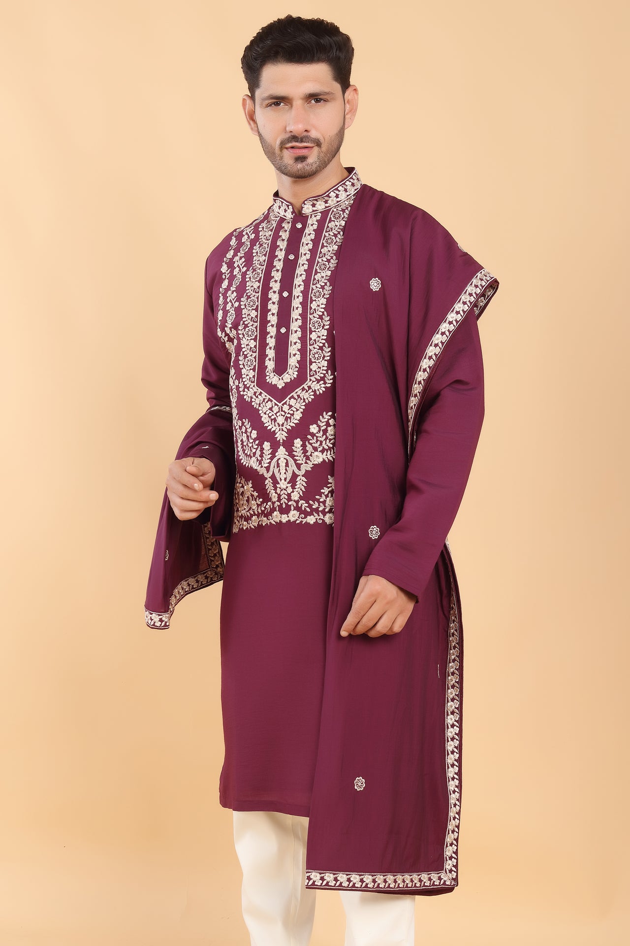 Deep Maroon Embroidered Kurta