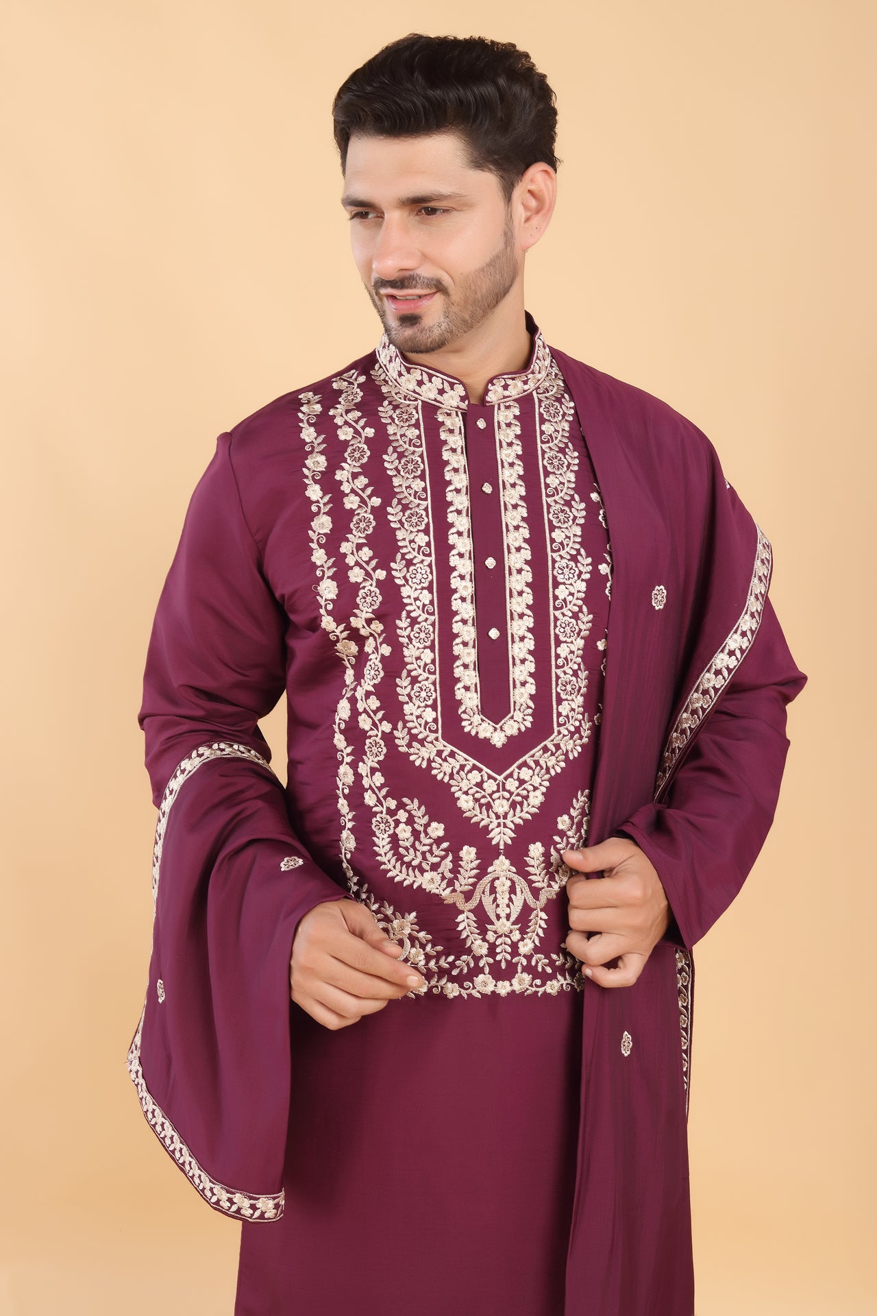 Deep Maroon Embroidered Kurta