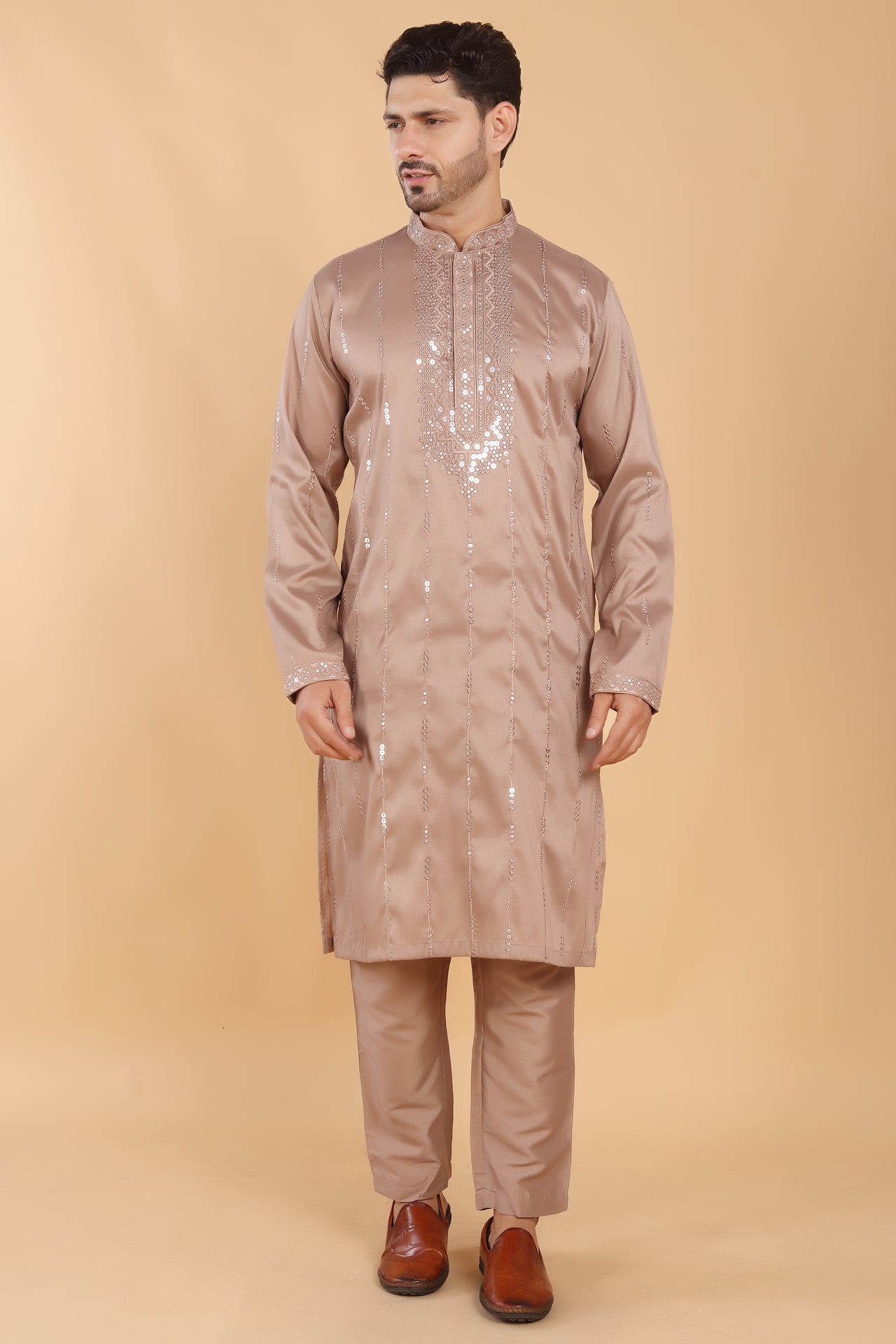 Brown Glaze Sequin Kurta Set