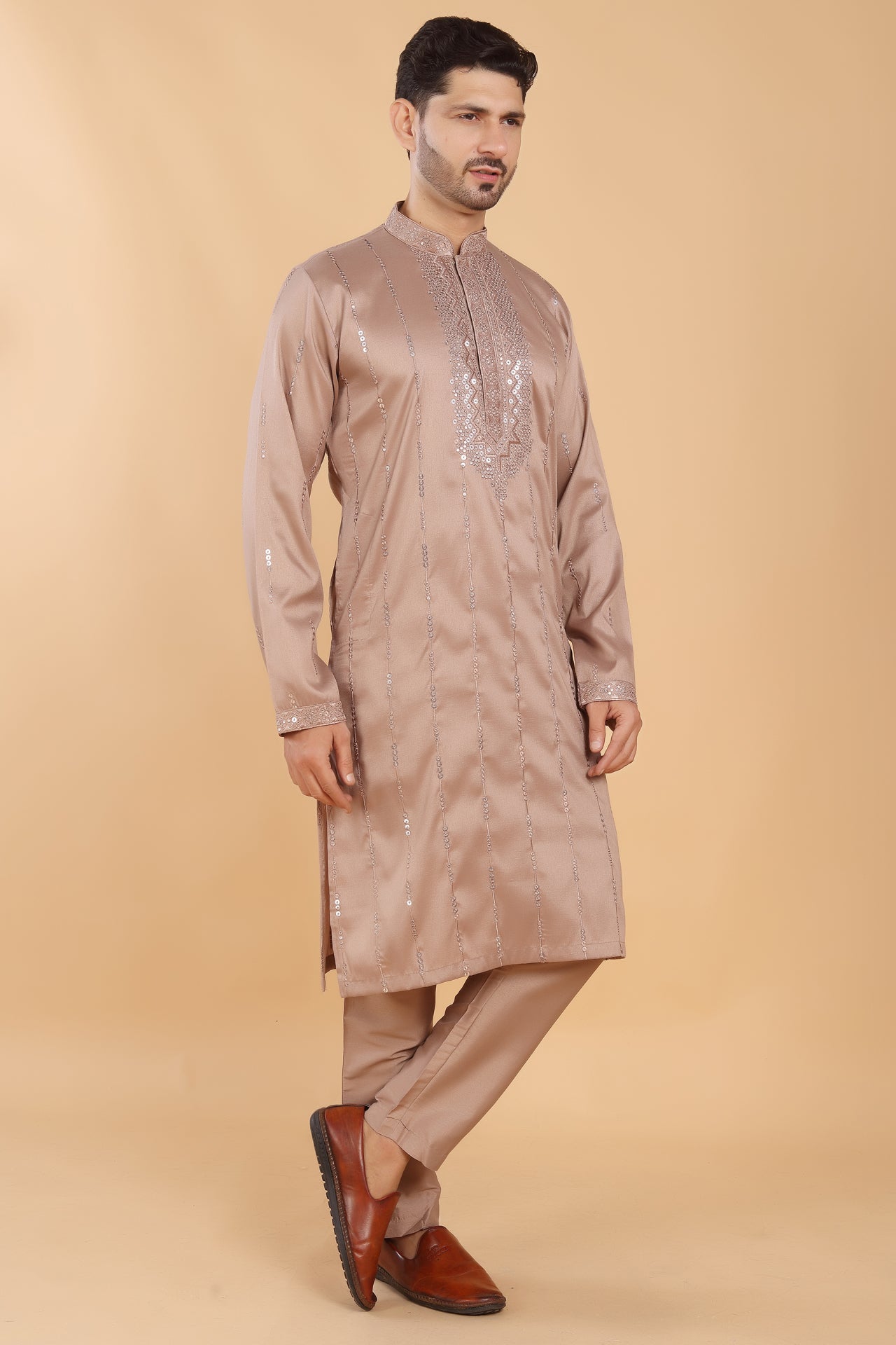 Brown Glaze Sequin Kurta Set