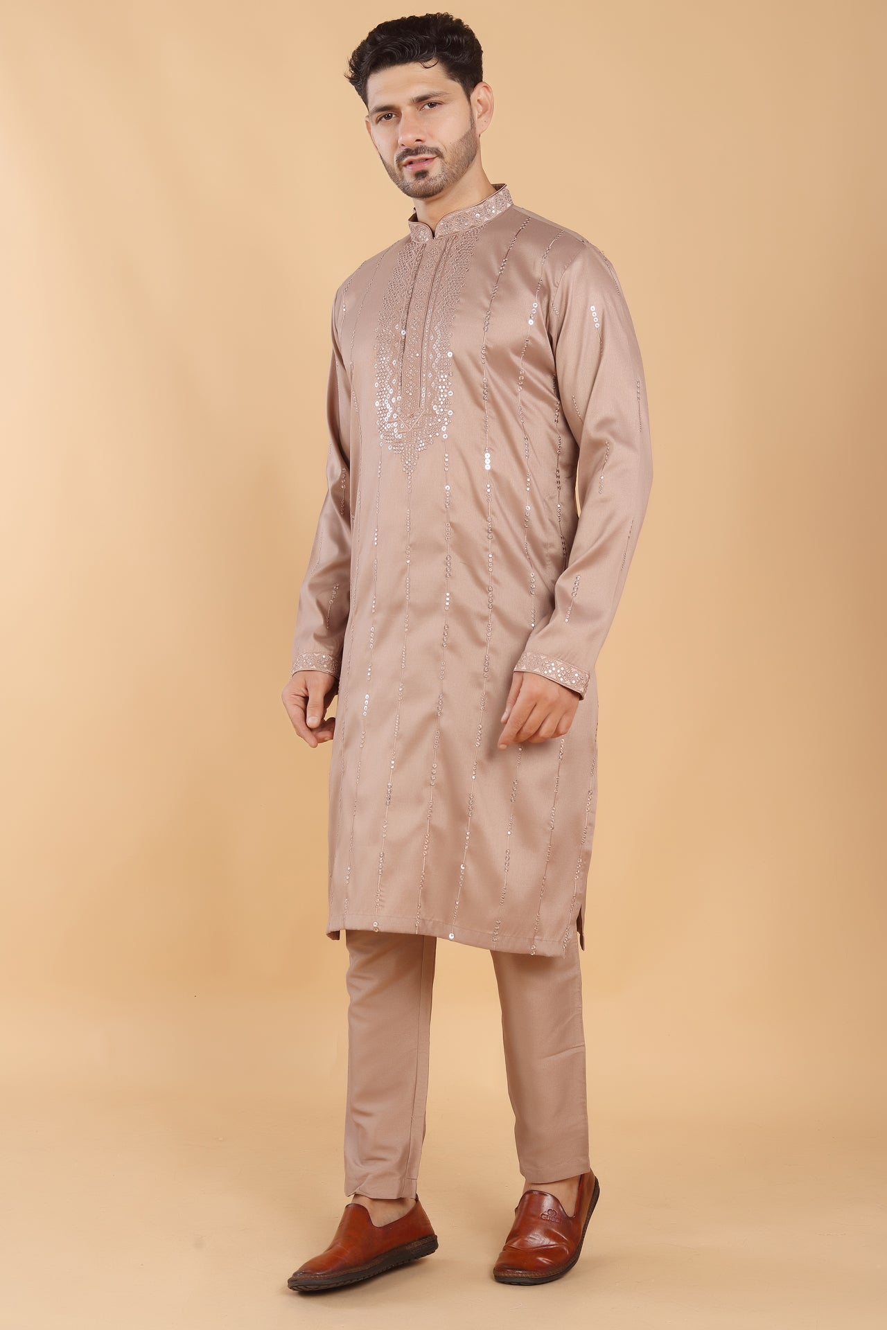 Brown Glaze Sequin Kurta Set