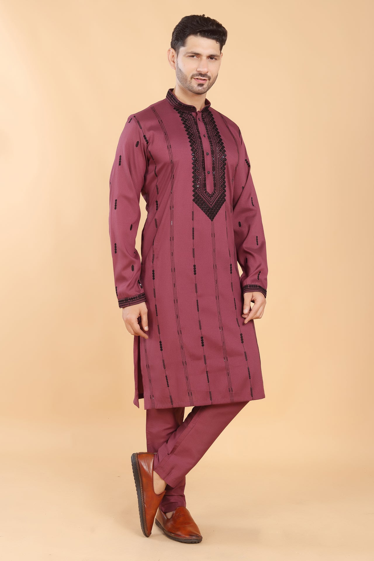 Wine Bling Kurta Set