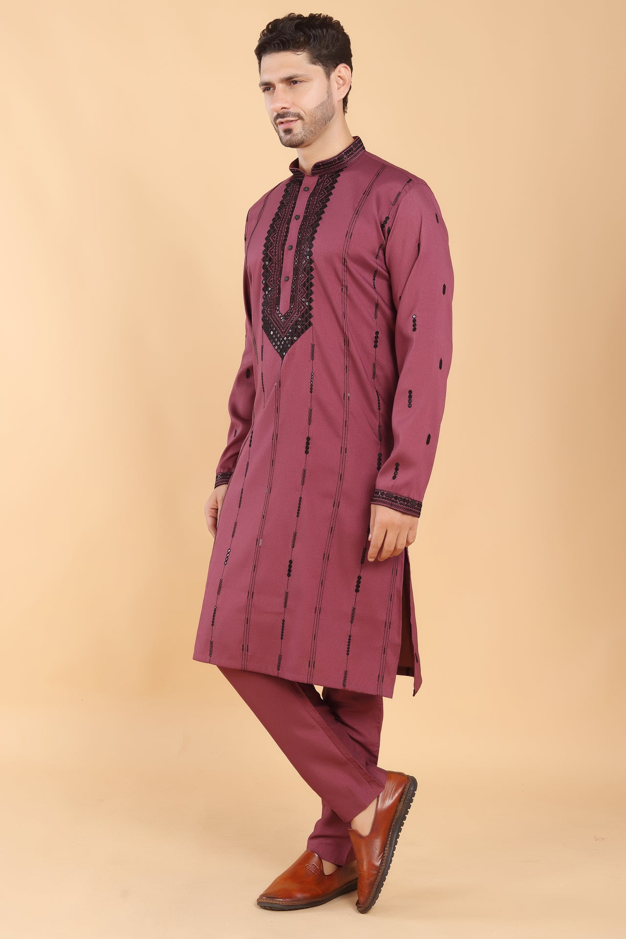 Wine Bling Kurta Set