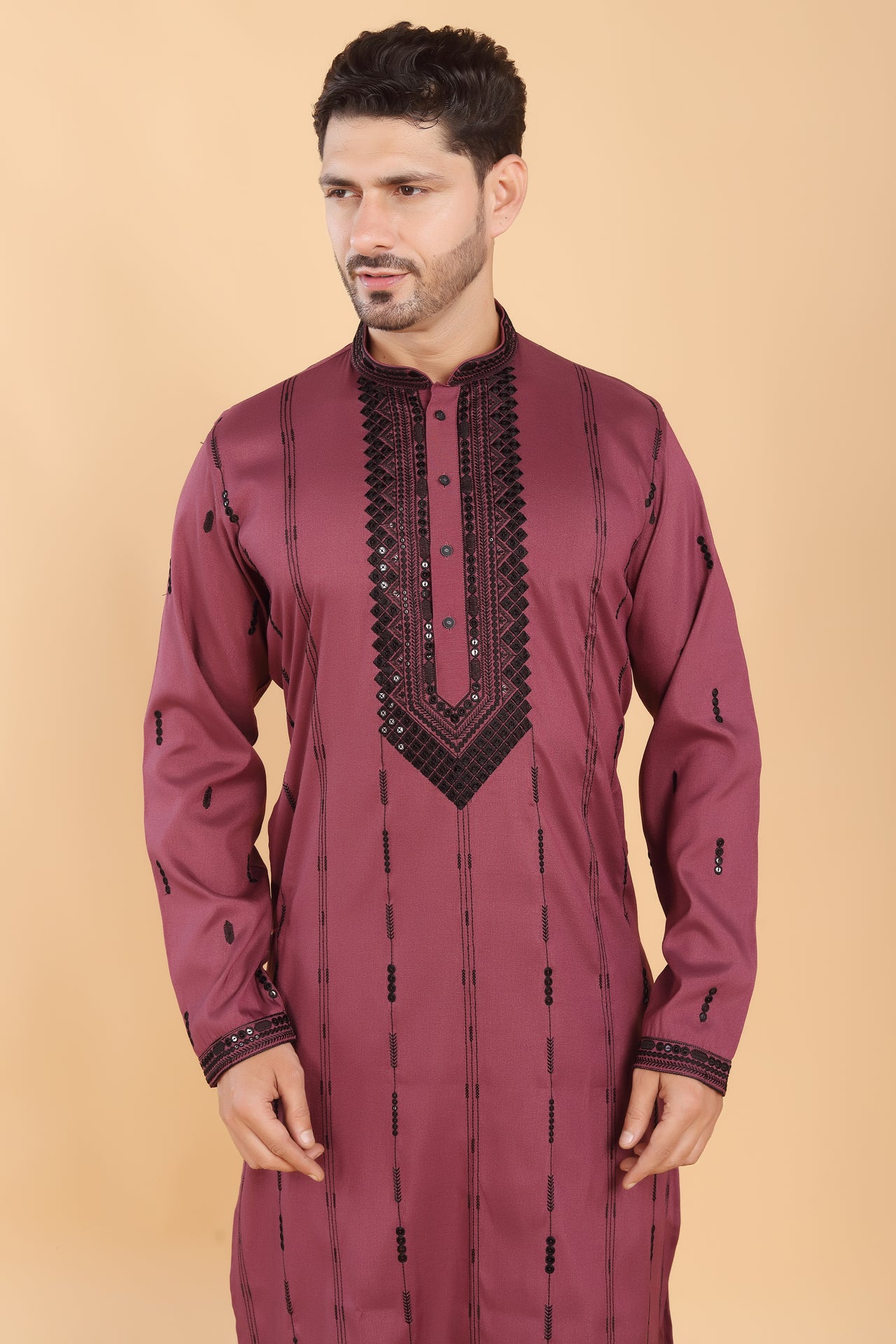 Wine Bling Kurta Set
