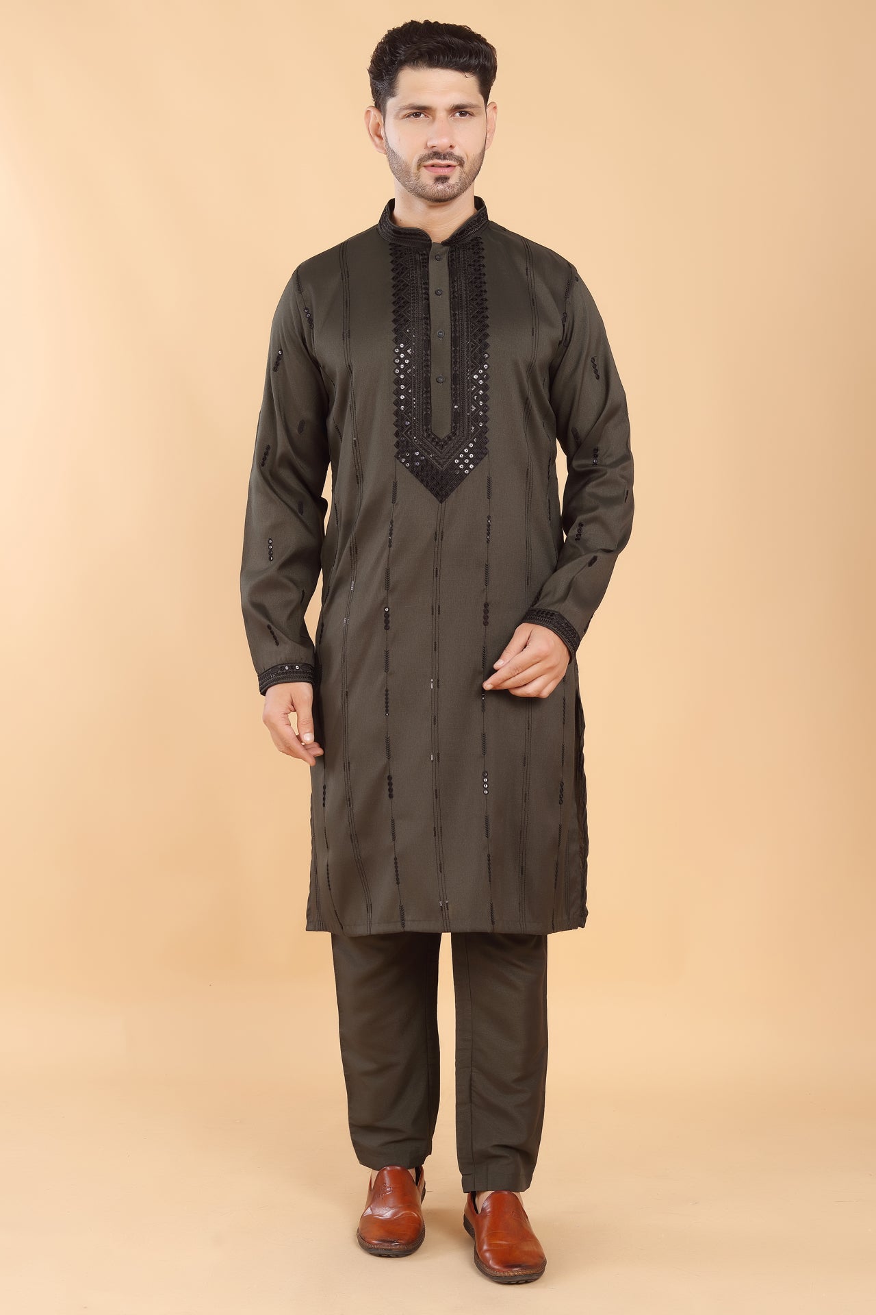 Midnight Olive Kurta Set
