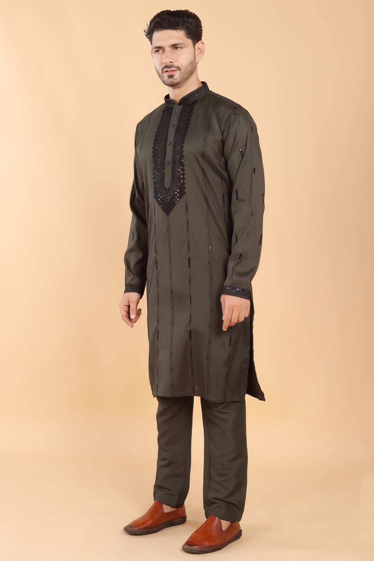 Midnight Olive Kurta Set