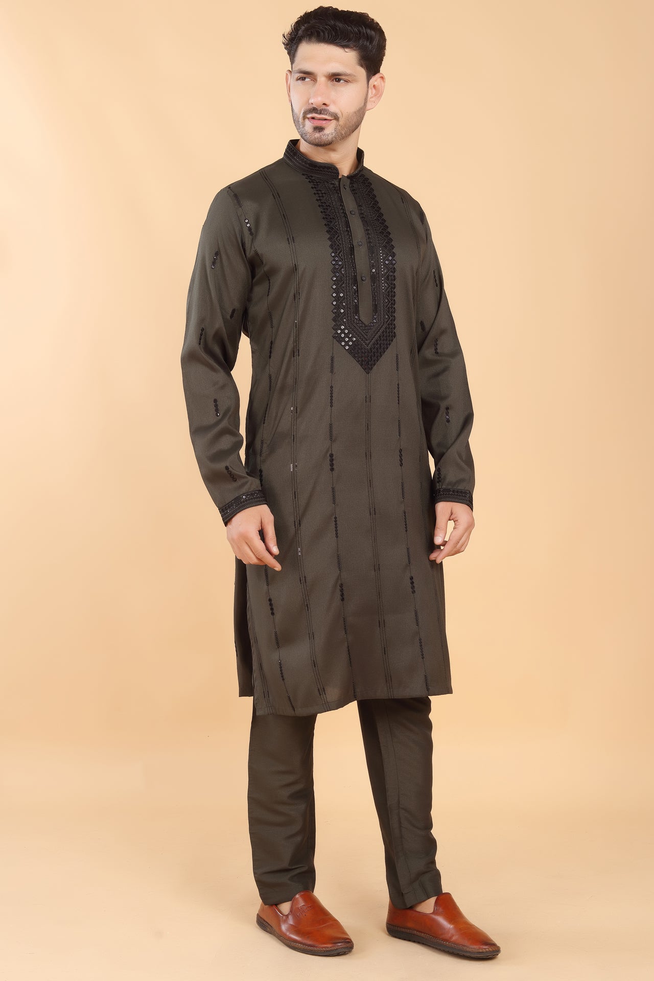 Midnight Olive Kurta Set