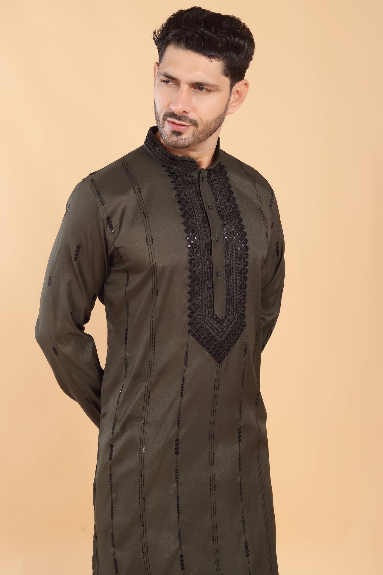 Midnight Olive Kurta Set